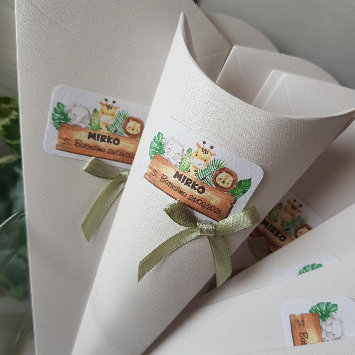 Coni portaconfetti richiudibili a tema Safari / Animali della Jungla - EventiDecor