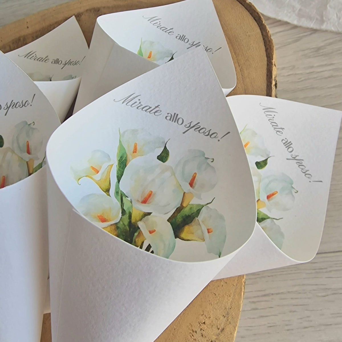 Coni portariso e portaconfetti con calle | Matrimonio - EventiDecor