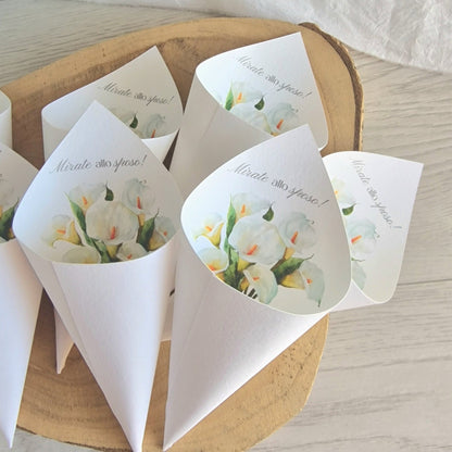 Coni portariso e portaconfetti con calle | Matrimonio - EventiDecor