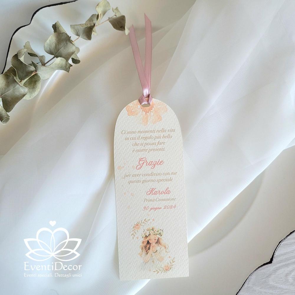 Segnaposto segnalibro grafica bimba e rose con frase - EventiDecor