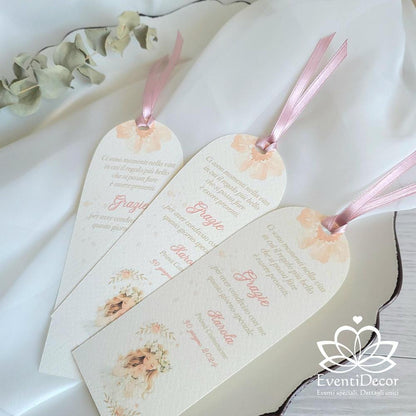 Segnaposto segnalibro grafica bimba e rose con frase - EventiDecor